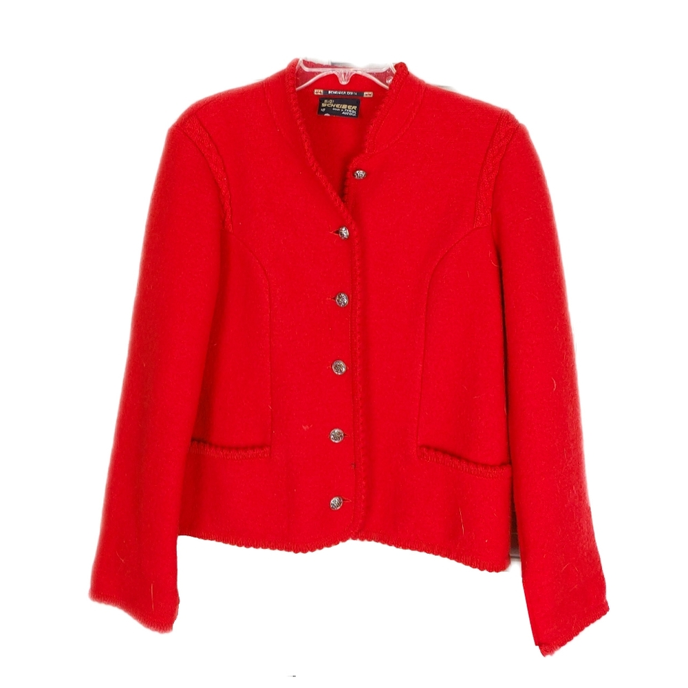 Austrian Pure Wool Wmn 10 Red Cardigan